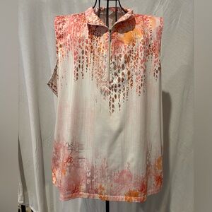 Chico’s Sleeveless Pink and Orange Golf Shirt